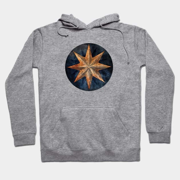 Star of Night - Nautical Compass Star Hoodie by directdesign